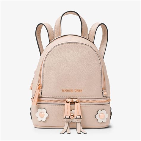 michael kors rhea pink floral applique backpack|Michael Kors Rhea Mini Floral Applique Leather Backpack Pink.